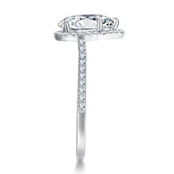 Italo Halo Created Sapphire Engagement Ring - Size 5 - Picture 2 of 5